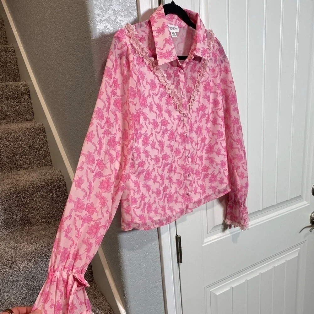 ALLISON NEW YORK DELILAH MINI SKIRT AND MATCHING TOP PINK FLORAL SET